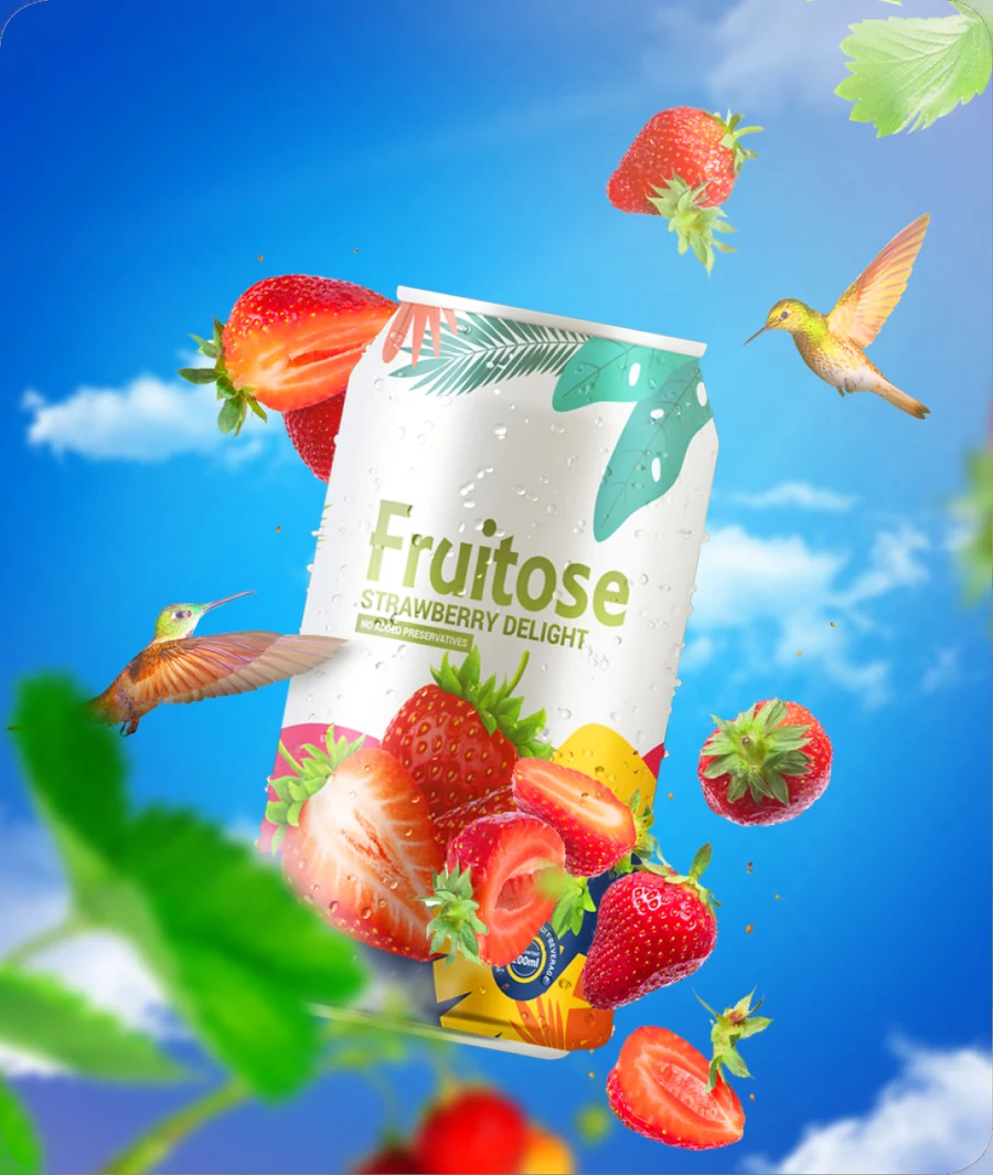 Fruitose Strawberry Delight can