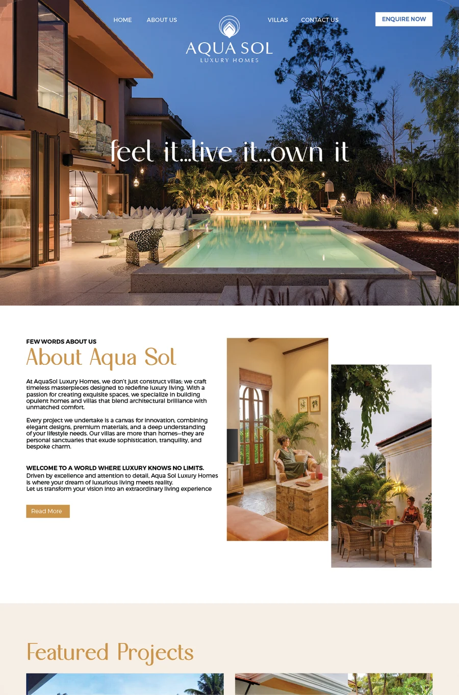 Aqua Sol about page design