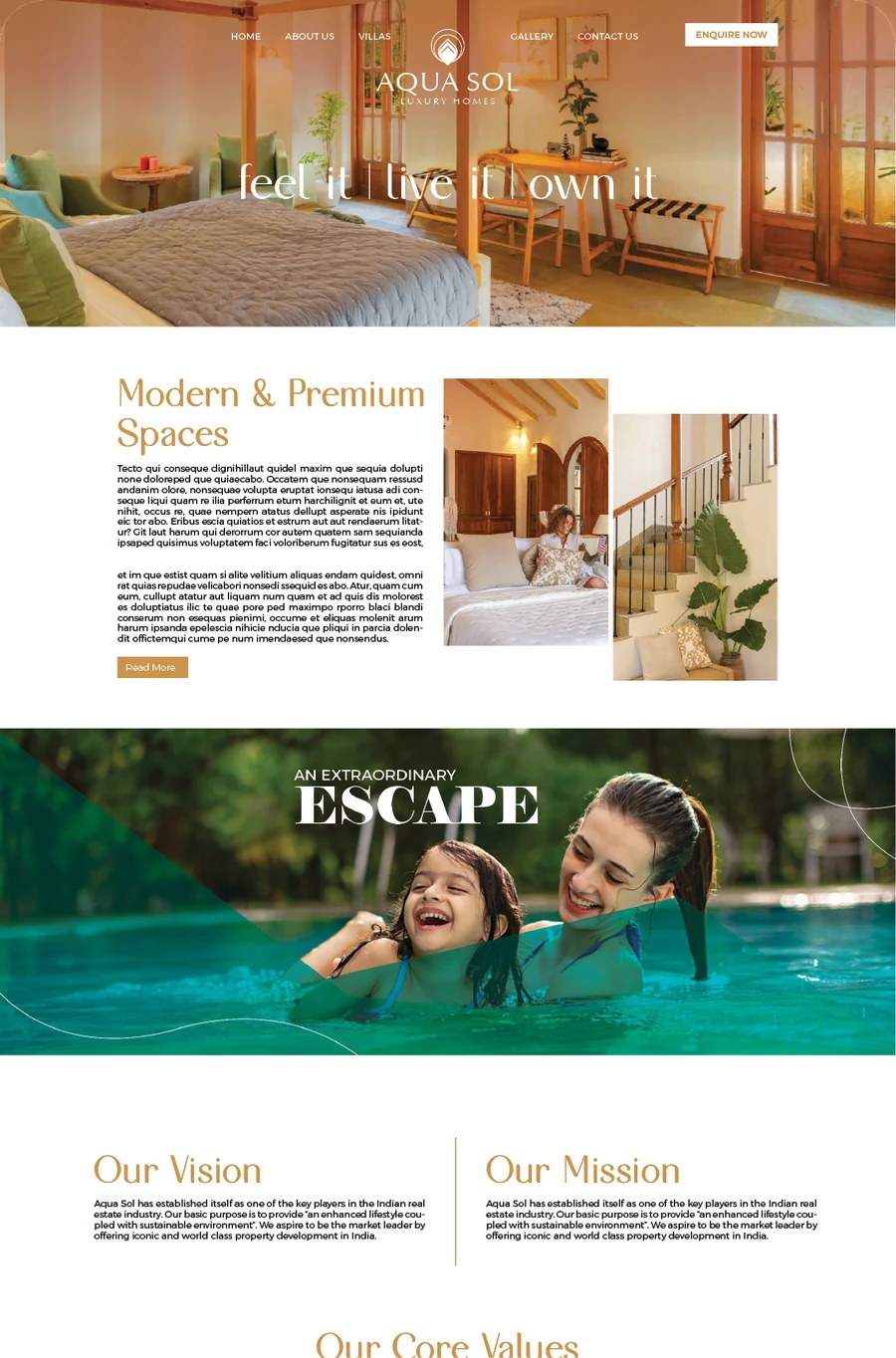 Aqua Sol luxury homes website design