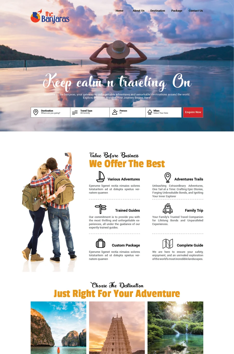 The Banjaras website home page design